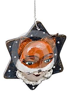 Festive decoration in the shape of a foxy mask, isolated on whit