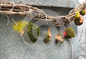 Festive decorations for Easter holiday on the village fountains of the small town of Maienfeld in the Swiss Alps