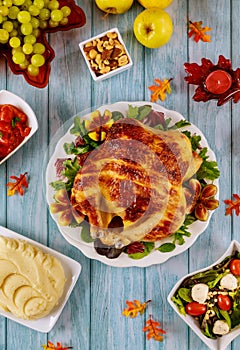 Festive dinner table for celebrate with family