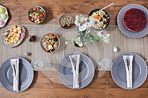 Festive Dinner Table Served for Easter