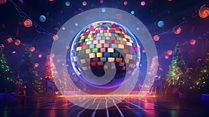festive disco ball, shines ball, disco elements,