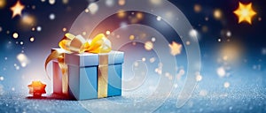 Festive Discounts & Wishes: Bokeh Gift Box Display - Generative AI