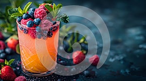 festive drink options, colorful mocktail in a unique glass, perfect for summer events and parties with its bright and