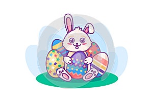 Festive Easter Bunny, Decorated Easter Eggs