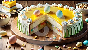 Festive Easter Cake with Candy Eggs