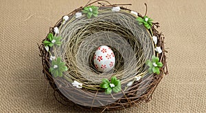 Festive Easter Egg in Decorative Nest