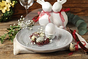 Festive Easter table setting with floral decor