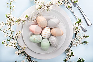 Festive easter table setting, holiday table home decor