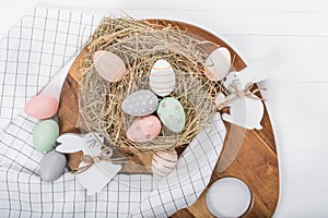 Festive easter table setting, holiday table home decor