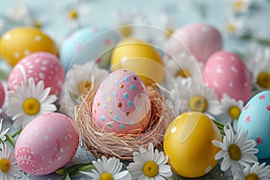 Festive Easter tradition Colorful eggs and pastel colors spread cheer