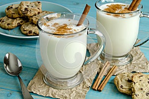 Festive Egg Nog with Cinnamon and Cookies