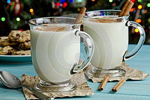 Festive Egg Nog with Cinnamon and Cookies