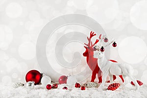 Festive elegant christmas background in classical colors: red an