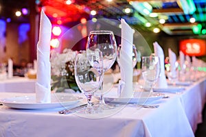 Festive and elegantly served table for a banquet