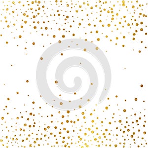 Festive explosion of confetti. Gold glitter background. Golden dots. Vector illustration polka dot .