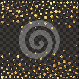 Festive explosion of confetti. Gold glitter background. Golden dots. Vector illustration polka dot .