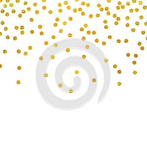 Festive explosion of confetti. Gold glitter background. Golden dots. Vector illustration polka dot .