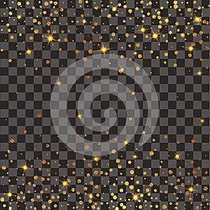 Festive explosion of confetti. Gold glitter background. Golden dots. Vector illustration polka dot .