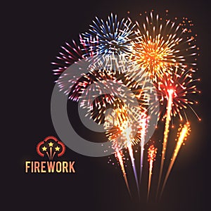 Festive firework black background poster
