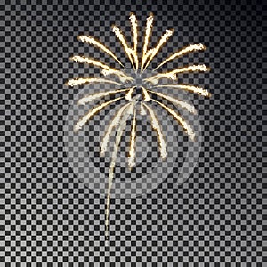 Festive fireworks. Christmas firecracker light effect isolated on dark background. Firework decorati