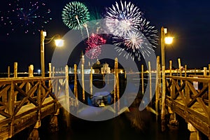 Festive fireworks over the Canal Grande in Venice