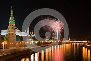 Festive fireworks over the Moscow Kremlin