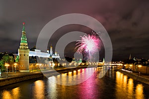Festive fireworks over the Moscow Kremlin