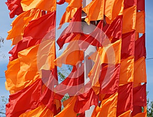 Festive flags of red and orange color