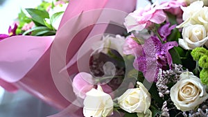 Festive gift bouquet of flowers from roses