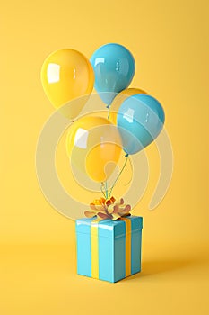 Festive Gift Box with Floating Balloons