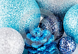 Festive glitter christmas decoration silver blue