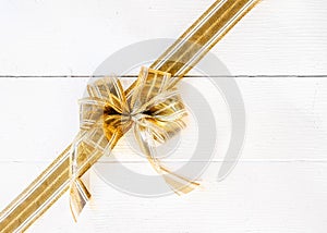 Festive golden bow with copyspace