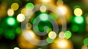 Festive Green and Gold Bokeh Lights Background
