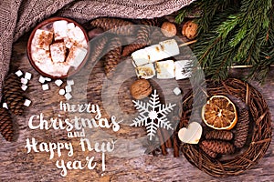 Festive Greeting Card Merry Christmas and Happy New Year