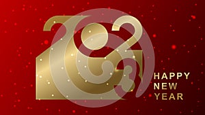 Festive greetings for the new year 2023. Creative composition of golden numbers