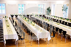 Festive Hall with Decorated Tables