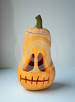 Festive halloween pumpkin on light background