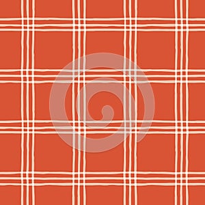 Festive Hand-Drawn Checked Vector Seamless Pattern