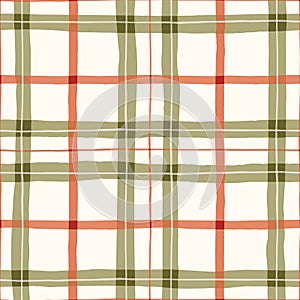 Festive Hand-Drawn Checked Vector Seamless Pattern