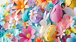 Handcrafted 3D Easter Card with Colorful Eggs and Spring Flowers