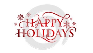 Festive happy holidays text with flourishes photo