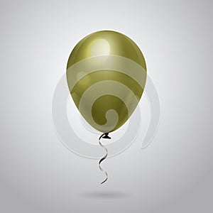 Festive Helium Balloon With Ribbon On Grey Background