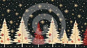 a festive holiday concept with Christmas tree, reindeer, and star icons forming a delightful seamless pattern