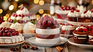 A festive holiday dessert table