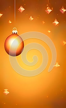 Festive holiday golden background with a hanging ball