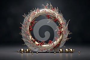 Festive holiday wreath made of pine branches