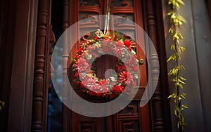 Festive Home Entrance Wreath Decoration