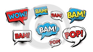 Comic Book Sound Effects and Speech Bubbles Set