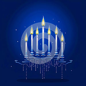 A festive image of a menorah symbolizing the celebration of Hanukkah in Jewish religion and culture
