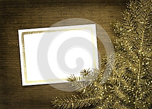 Festive invitation or greeting with firtree